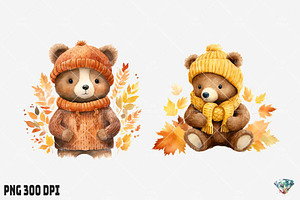 Autumn Bear Watercolor