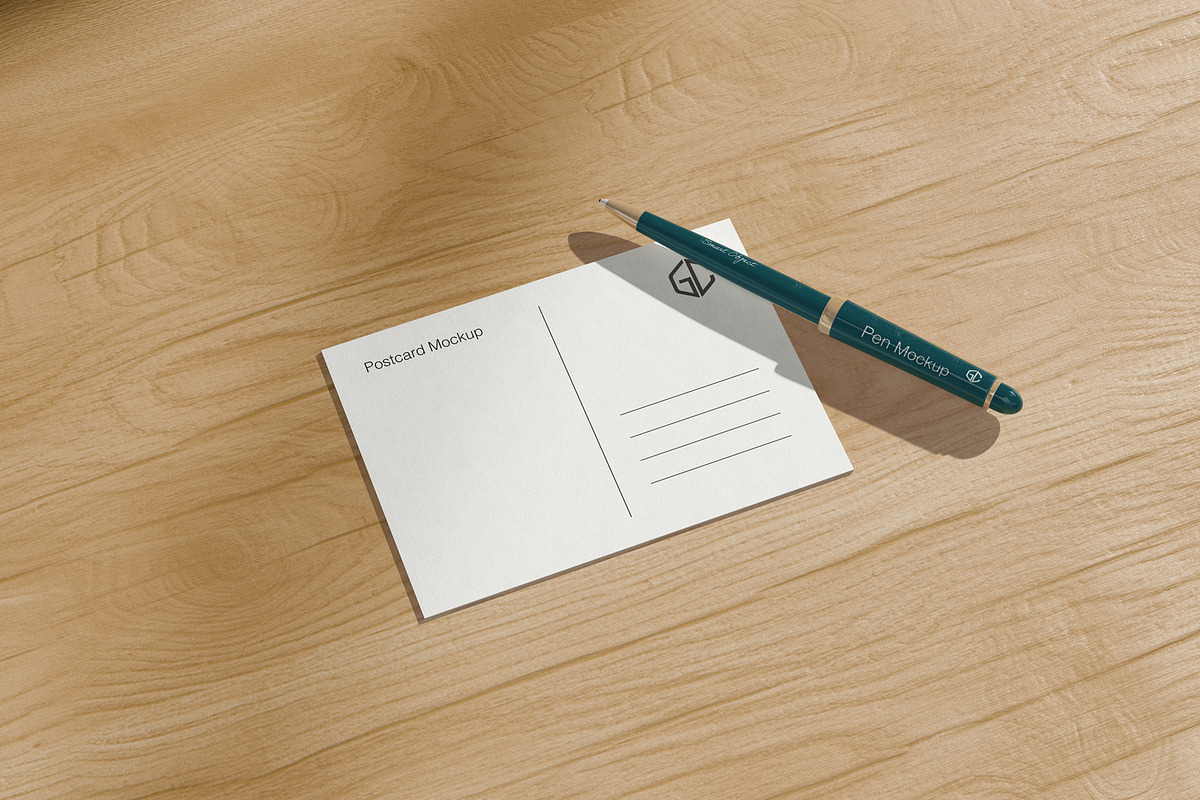 5x7 Inches Postcard and Pen Mockups, an Advertising Mockup by graphiccrew (Photo 2 of 10)