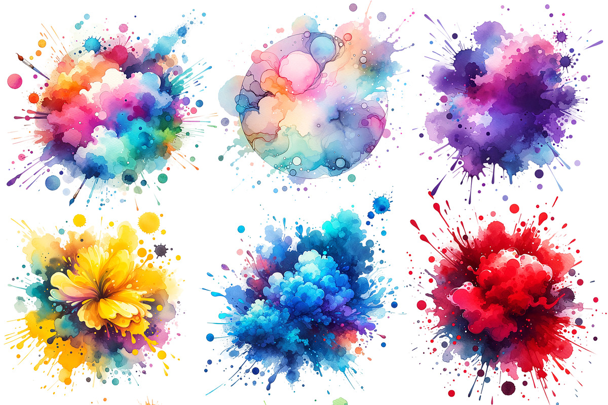Watercolor Paint Splashes Clipart, a Decorative Illustration by Digi_Design_World (Photo 2 of 4)