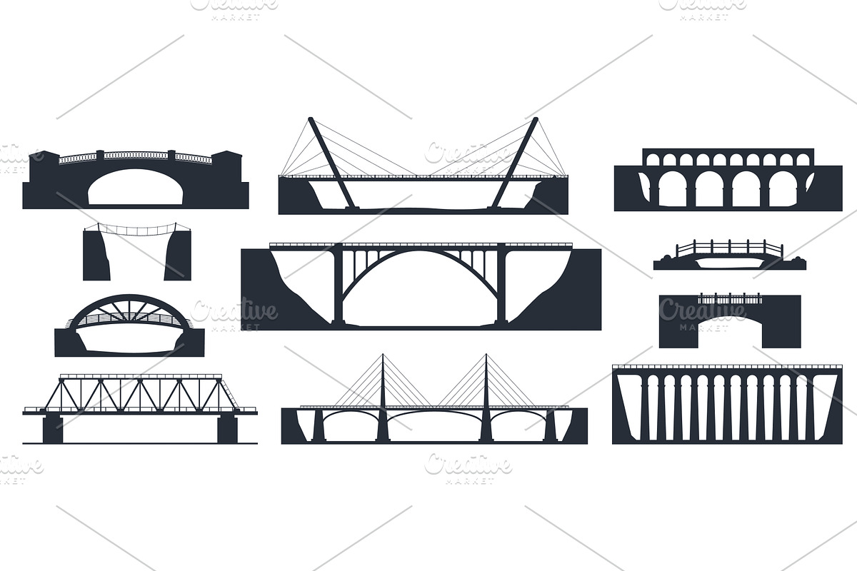 Various bridge structures. Stone and, an Illustration by Vectorbuum