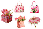 Pink Chinoiserie Spring Tulips Clipa, an Illustration by DreamArtGraphic (Thumbnail 4 of 4)