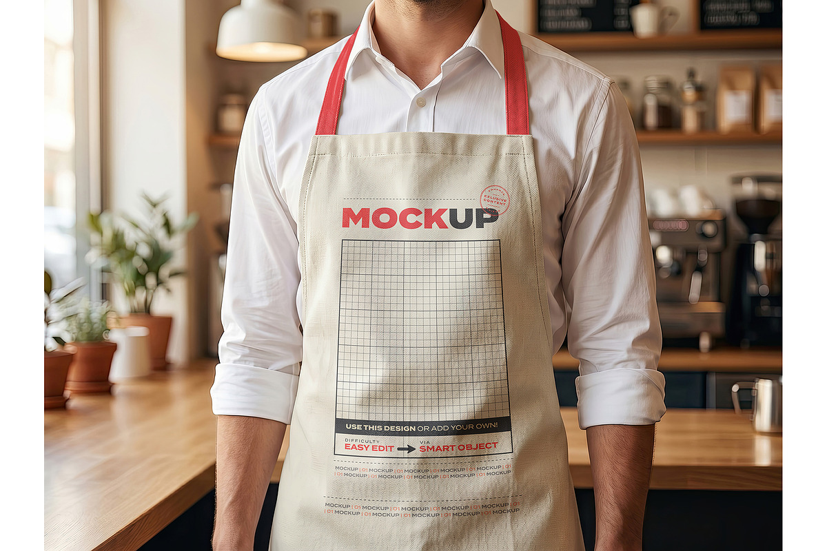 Man and Woman Apron Branding Mockups, a Shirt Mockup by Luuqas Design (Photo 2 of 4)