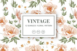 12 Best Vintage Floral Patterns Set