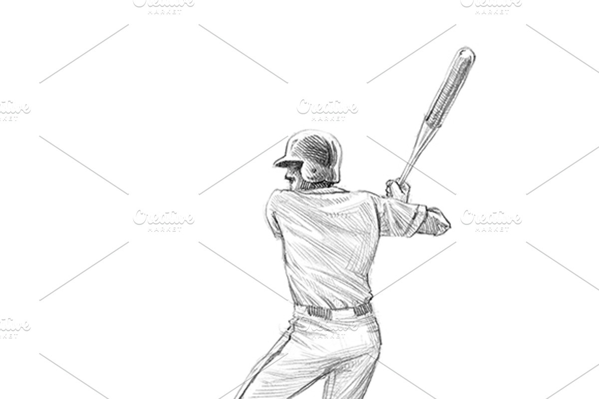 Sketchy baseball drawing set, an Illustration by RasterBird (Photo 16 of 17)