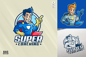 Cartoon Superhero Mascot Logo