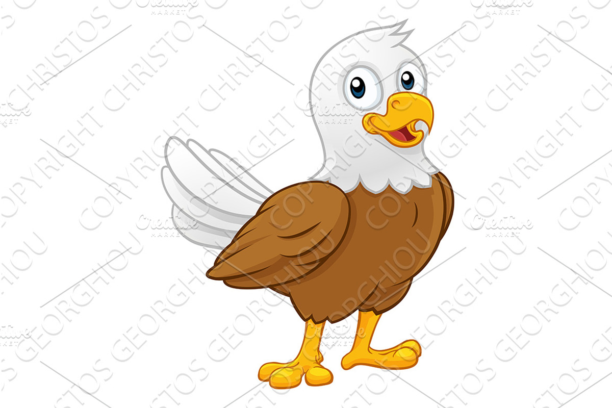 Bald Eagle Bird Cute Cartoon, an Animal Illustration by Christos Georghiou