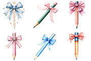 Coquette School Pencil Bow Clipart, an Illustration by DreamArtGraphic (Thumbnail 5 of 5)