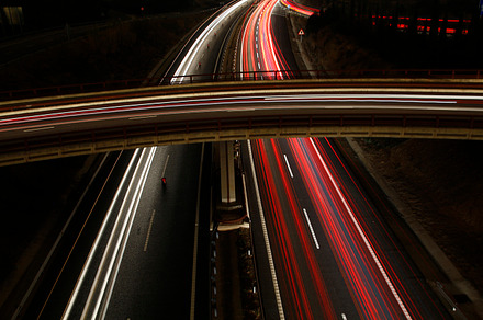 Highway at night stock photo containing night and road