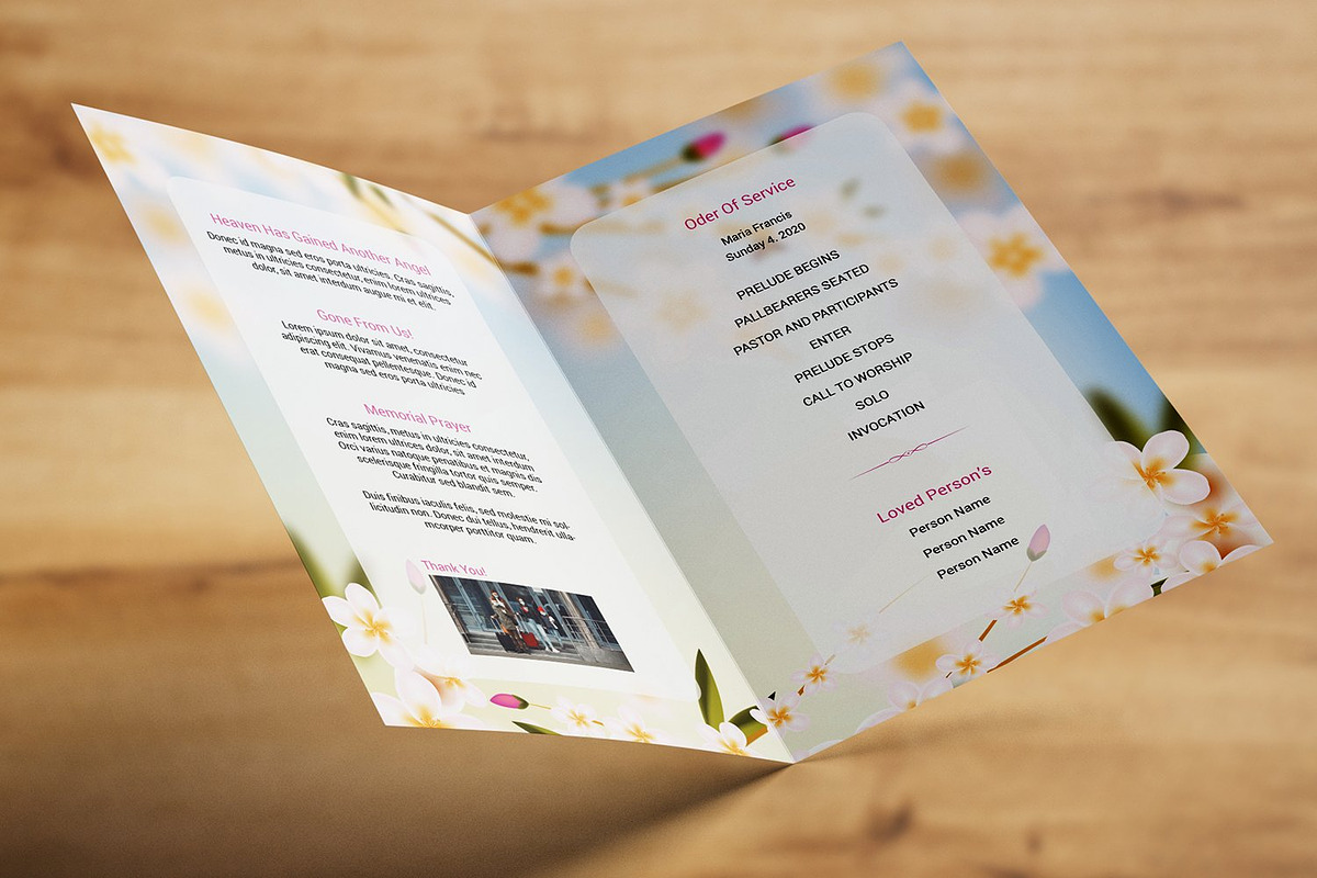 Floral Funeral Program Template, a Brochure Template by retrographix (Photo 4 of 4)