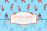 Vintage Winter Skiers, a Sport Illustration by Carpet Tapete Pretzel (Thumbnail 1 of 10)