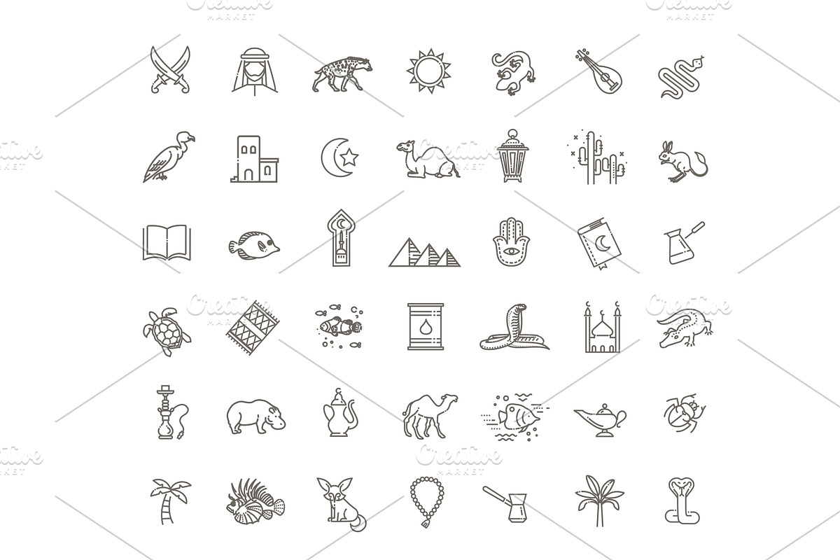 Set of Egypt icons, an Outline Icon by Tettygreen (Photo 1 of 2)