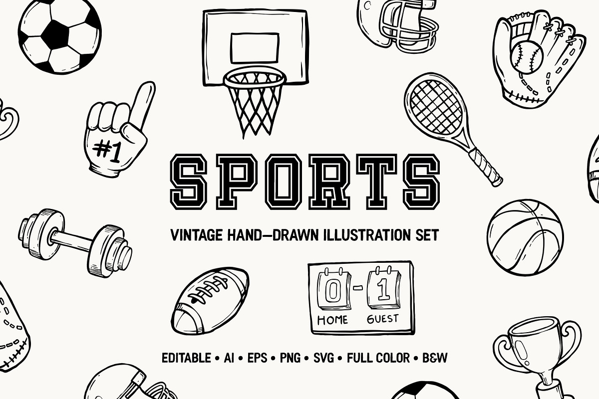 Hand Drawn Sports Clipart, a Sport Illustration by Launchpad Design (Photo 2 of 2)