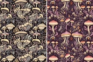 Seamless Patterns Magic Mushrooms