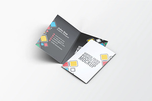 Vertical Folded Business Card Mockup, an Advertising Mockup by DesignRushMarket