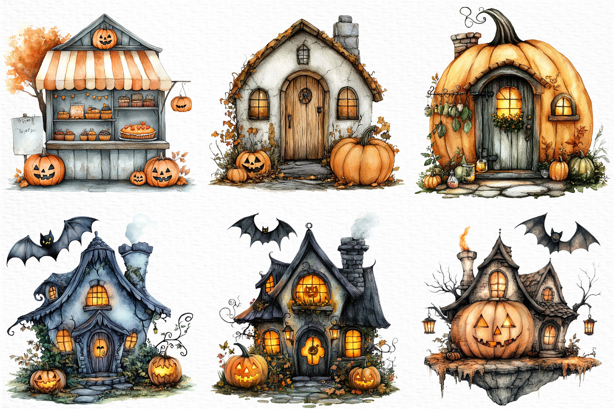 Halloween Pumpkin House Clipart, an Illustration by Craft Nest (Photo 4 of 6)