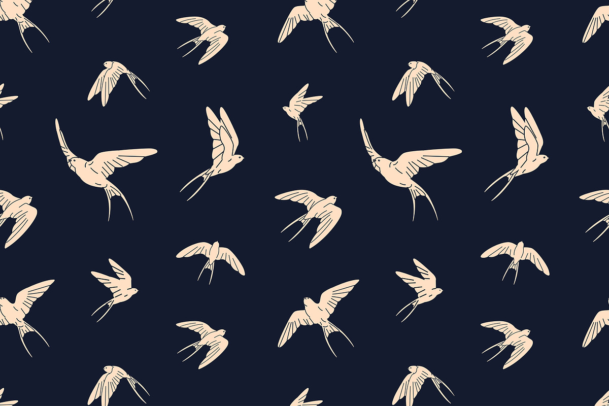 Birds fly in sky, seamless patterns, an Animal Illustration by PaperTrident (Photo 8 of 16)