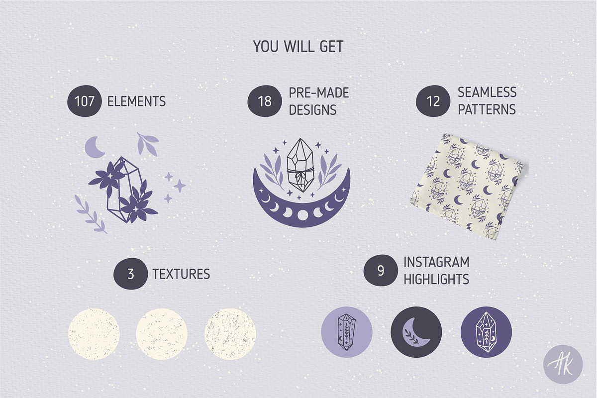 Mystical Crystals Hand Drawn Set, an Object Graphic by Alena Koval (Photo 15 of 18)