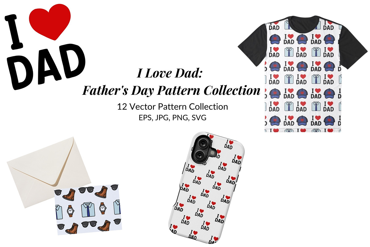 I Love Dad: Father's Day Patterns, a Pattern Graphic by Elatedowl (Photo 1 of 11)