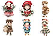 Vintage Christmas Children Clipart, a Seasonal Illustration by CitraGraphics (Thumbnail 4 of 7)