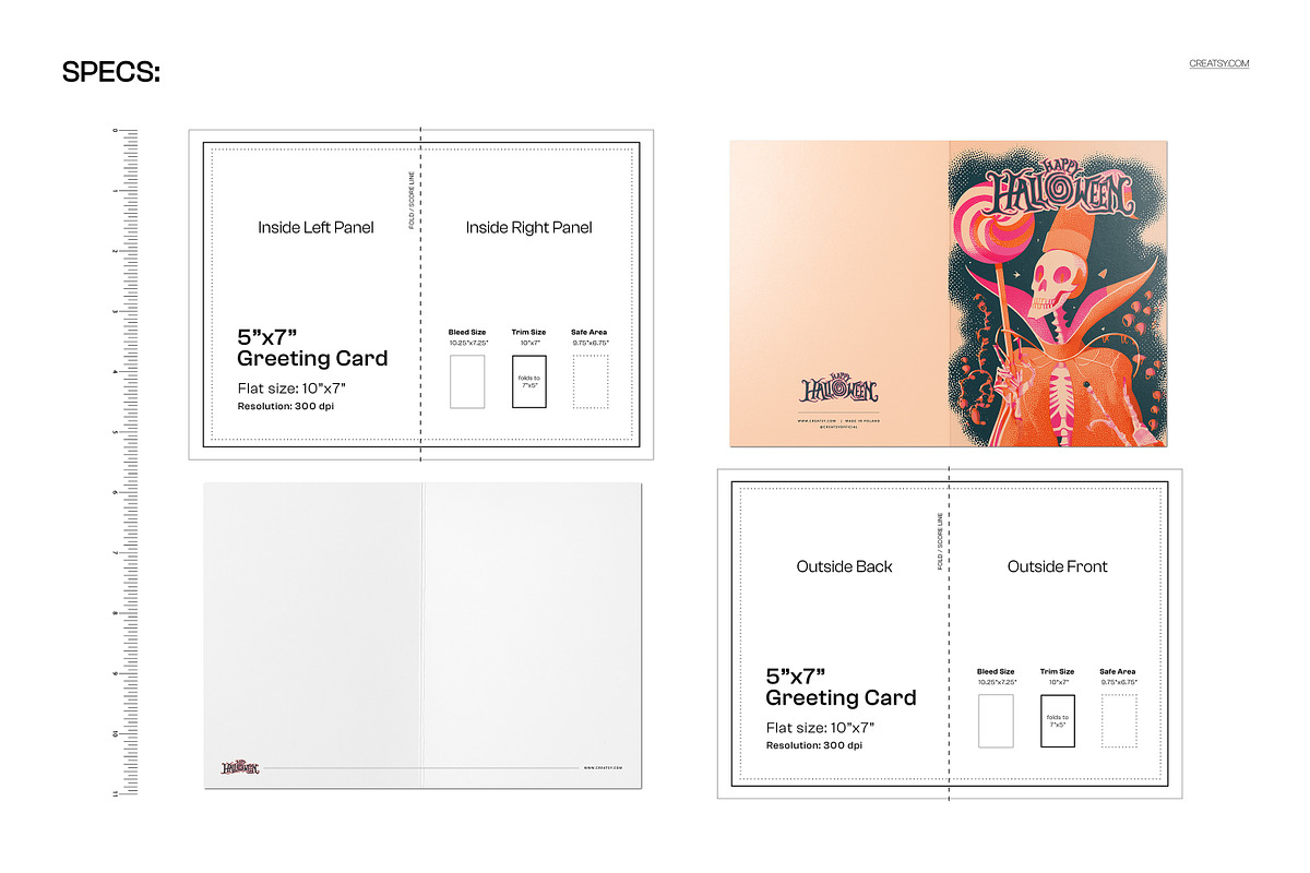 Vintage Halloween 5x7 Card Template preview 2