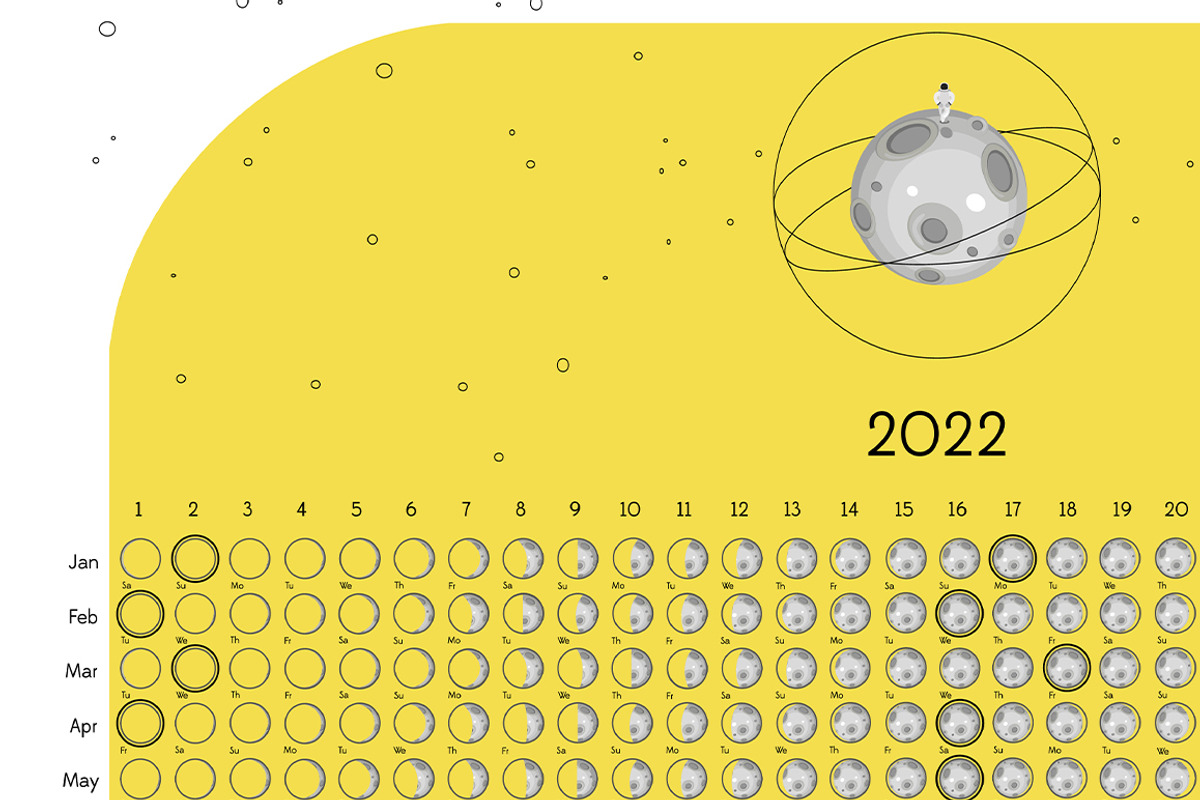 Clear Moon Calendar 2022, a Stationery Template by land art (Photo 4 of 9)