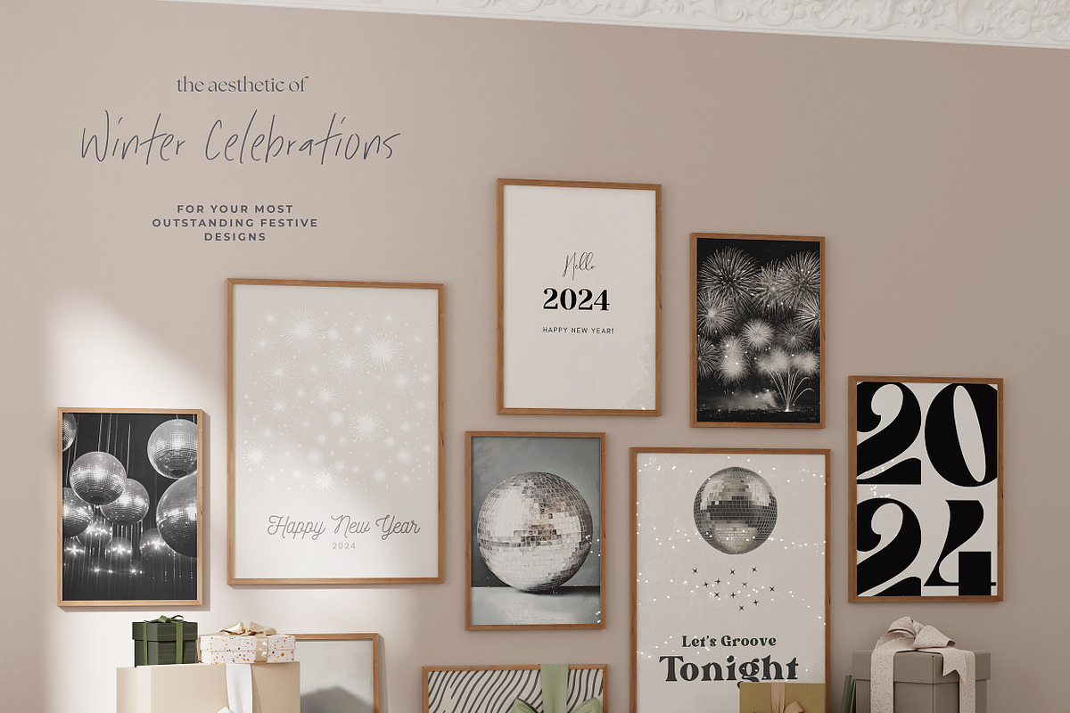 New Year Vintage Prints + Bold Font, a Background Graphic by Laras Wonderland (Photo 2 of 11)