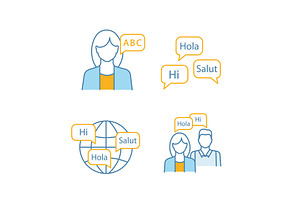 Foreign Language Learning Icons Set