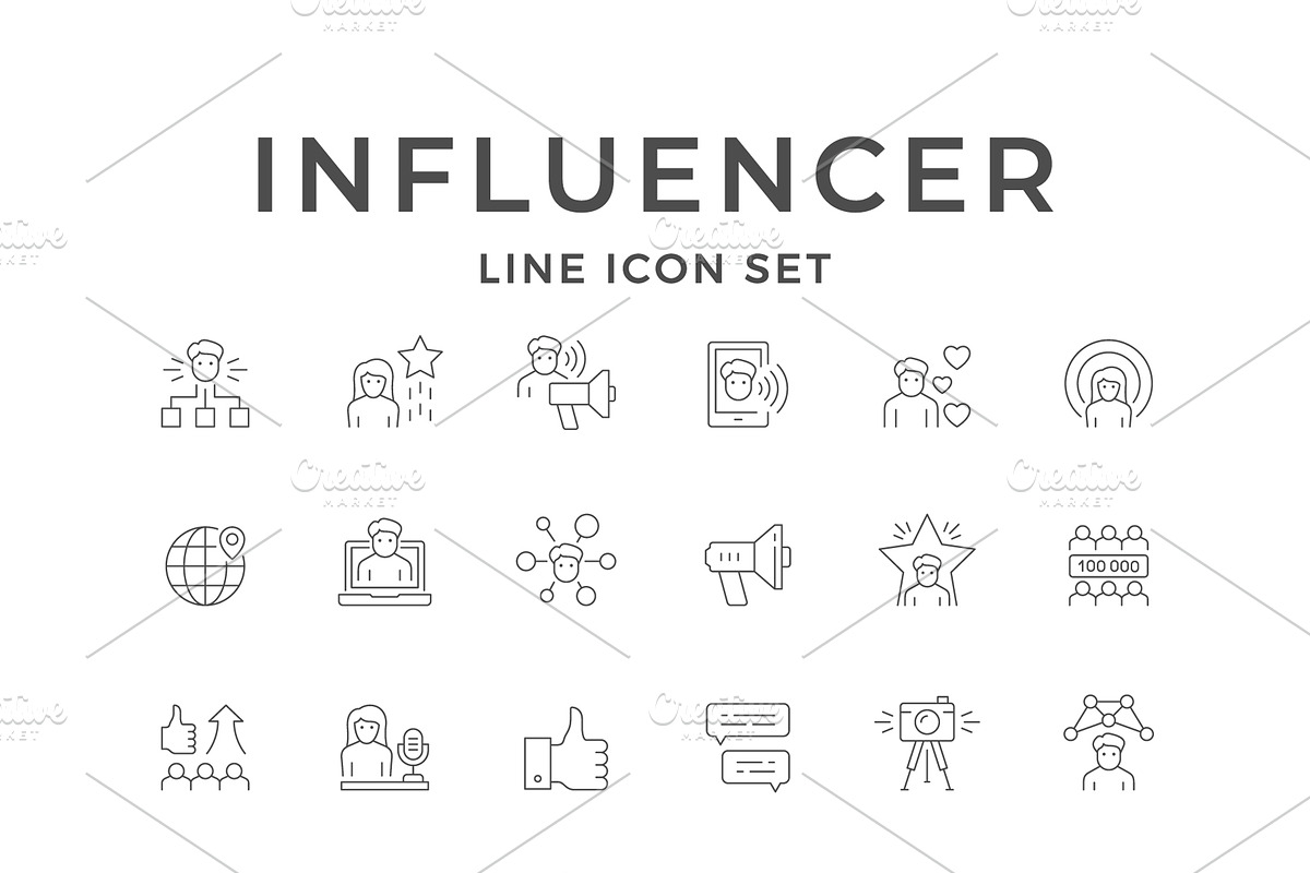 Set line icons of influencer, an Outline Icon by motorama (Photo 1 of 2)