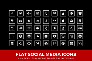 Social Media Icons Squared Line Wht