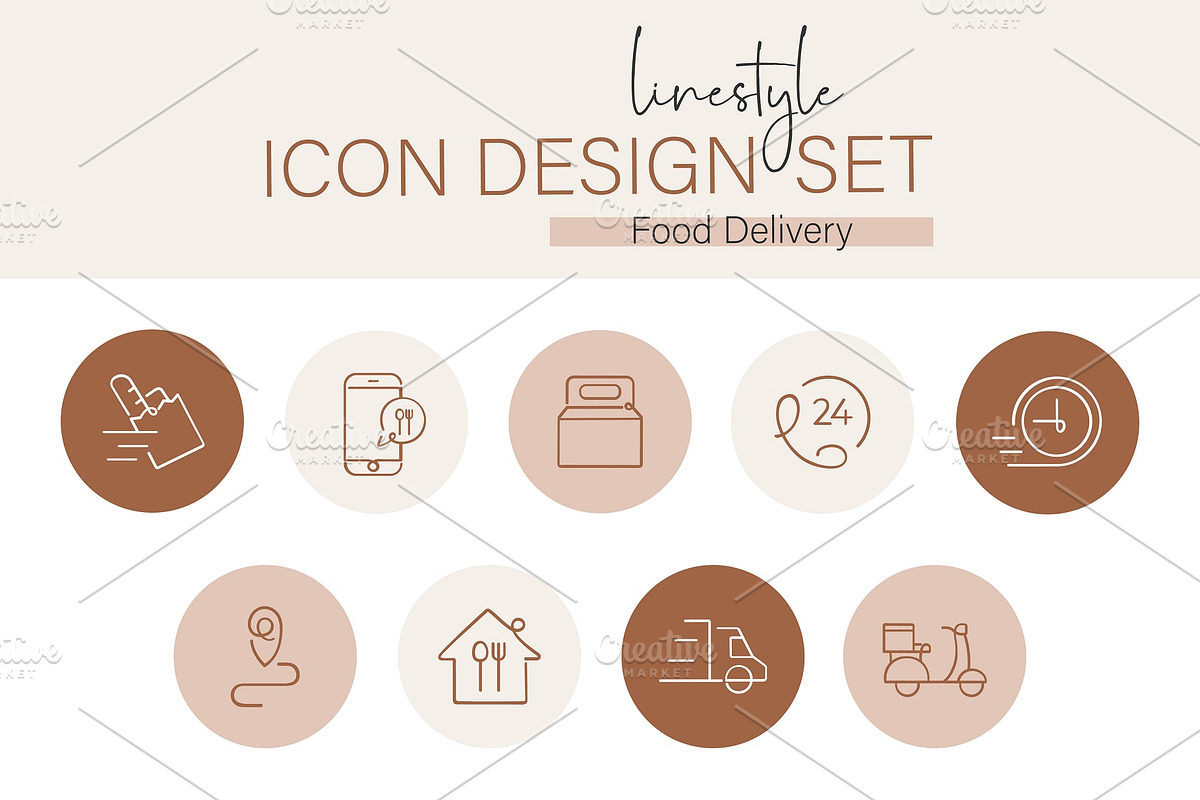 Icon Design Set Food Delivery, an Outline Icon by pepulousdsg