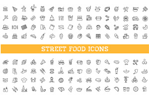 Food Court Line Icons, an Outline Icon by Tettygreen