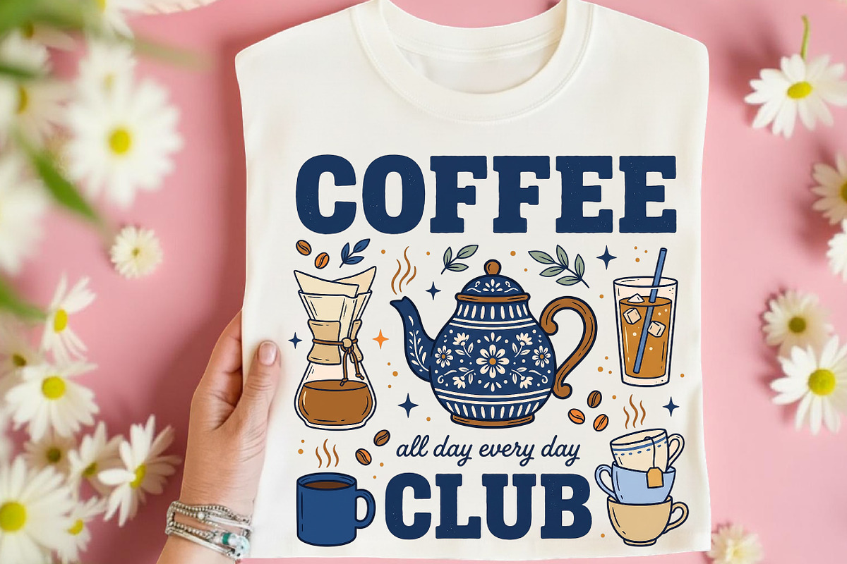 Retro Coffee Club Sublimation, a Seasonal Illustration by Rose Art (Photo 2 of 3)