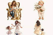 Watercolor Mother & Child Clipart, a Person Illustration by Design Scotch (Thumbnail 4 of 7)