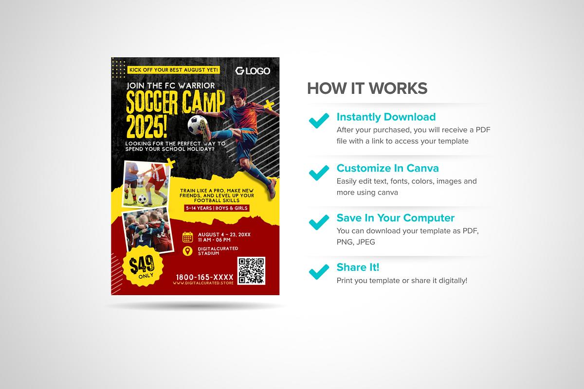 Canva Soccer Camp Flyer, a Flyer Template by antyalias store (Photo 2 of 5)