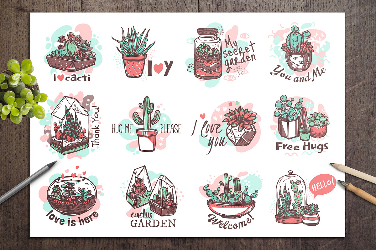 Cacti and Succulents Cute Doodle, an Illustration by alexrockheart (Photo 5 of 9)