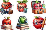 Back to School Funny Apple Clipart, an Illustration by Designking (Thumbnail 3 of 4)