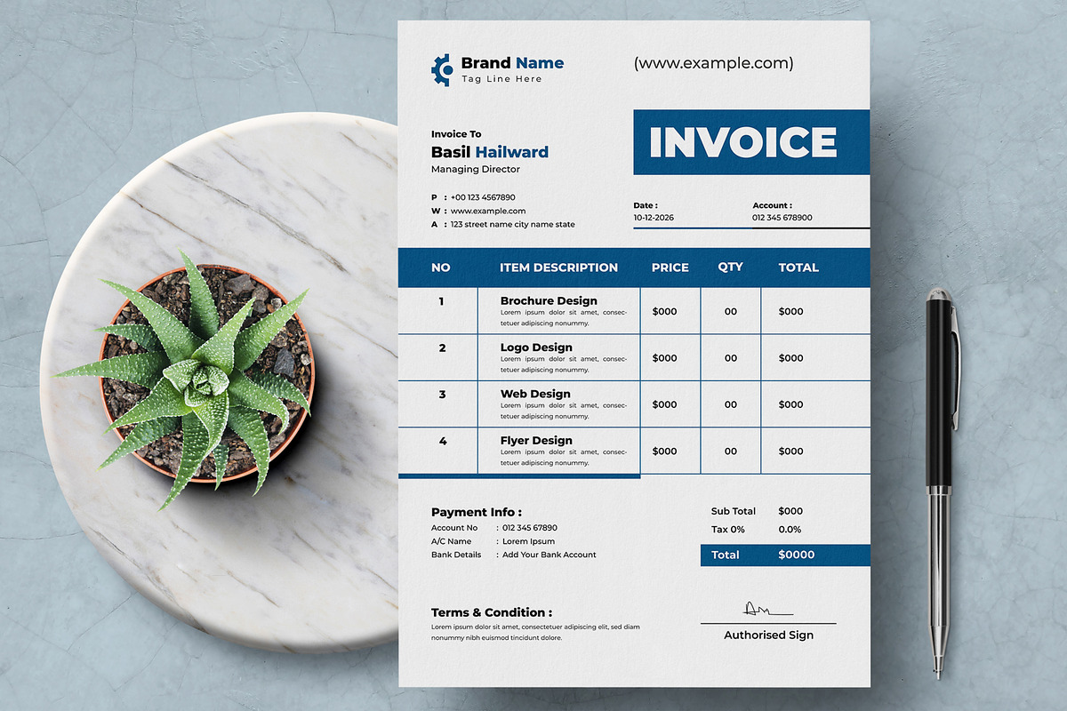 Corporate Invoice Layout, a Stationery Template by MightyDesign (Photo 1 of 7)