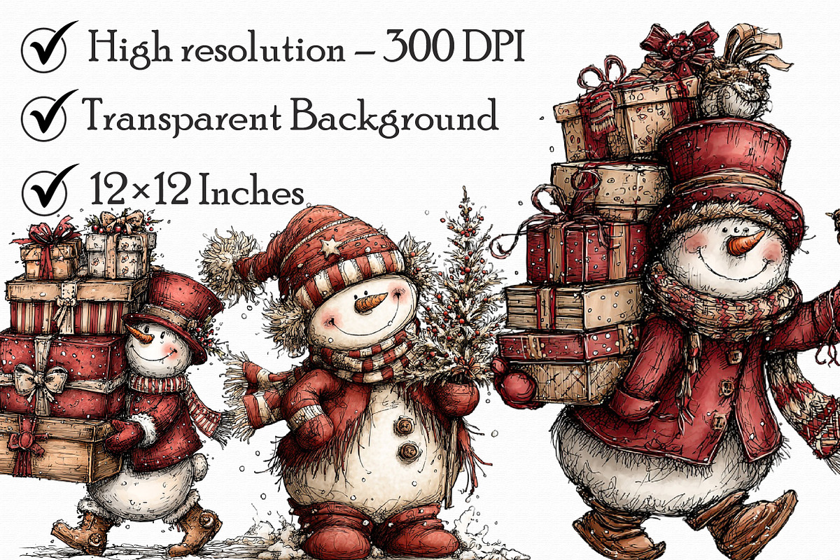 Festive Snowman Winter Clipart, an Illustration by Libby Wishes (Photo 8 of 8)