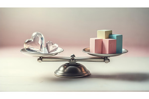 Vintage balance scale with glass, an Illustration by tilialucida