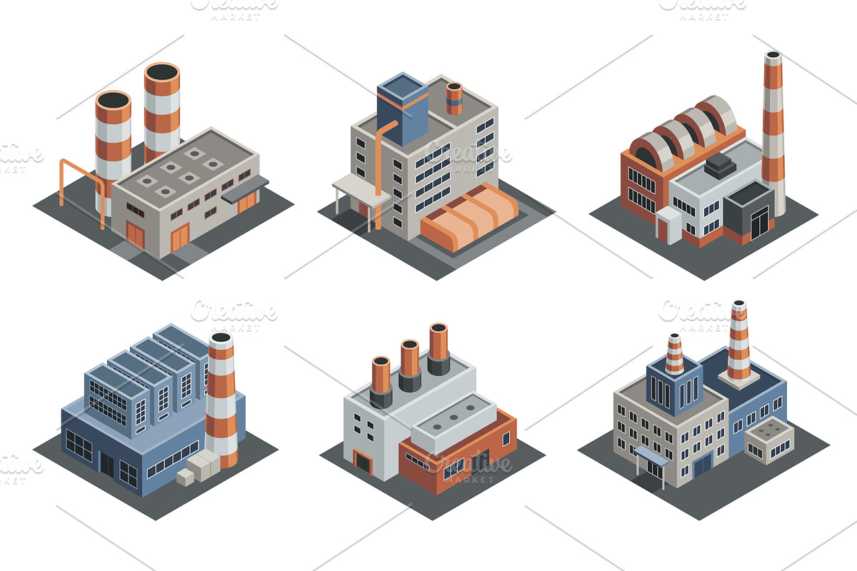 Factory isometric. Architecture of, an Illustration by the8monkey