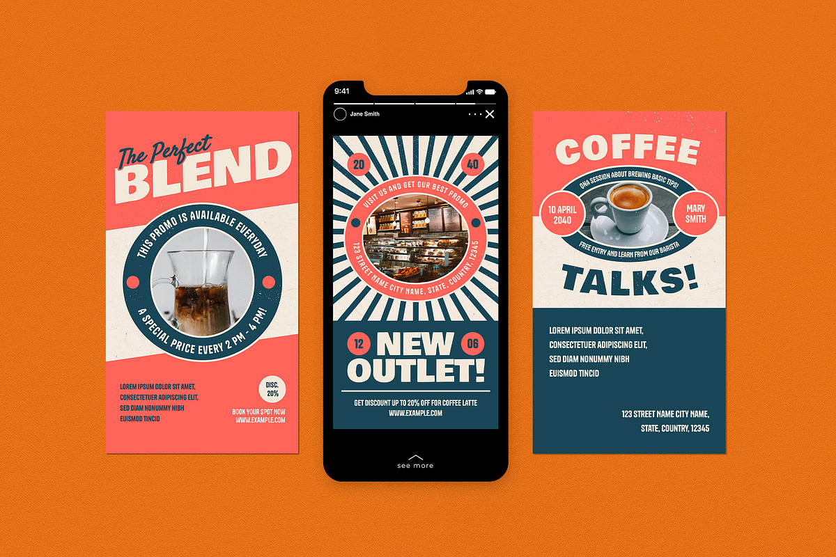 White Retro Instagram Pack, a Social Media Template by graphicook (Photo 5 of 6)