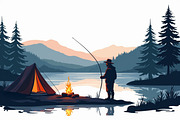 A silhouette of a man fishing, an Illustration by Amazin_art (Thumbnail 7 of 7)
