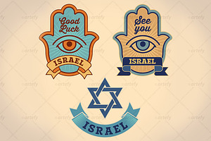 Israel good luck symbols (3x)