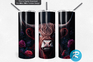 Highland Cow Rose Tumbler