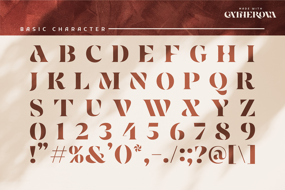 Catherova - Elegant Stencil, a Serif Font by Mokatype Studio (Photo 9 of 11)