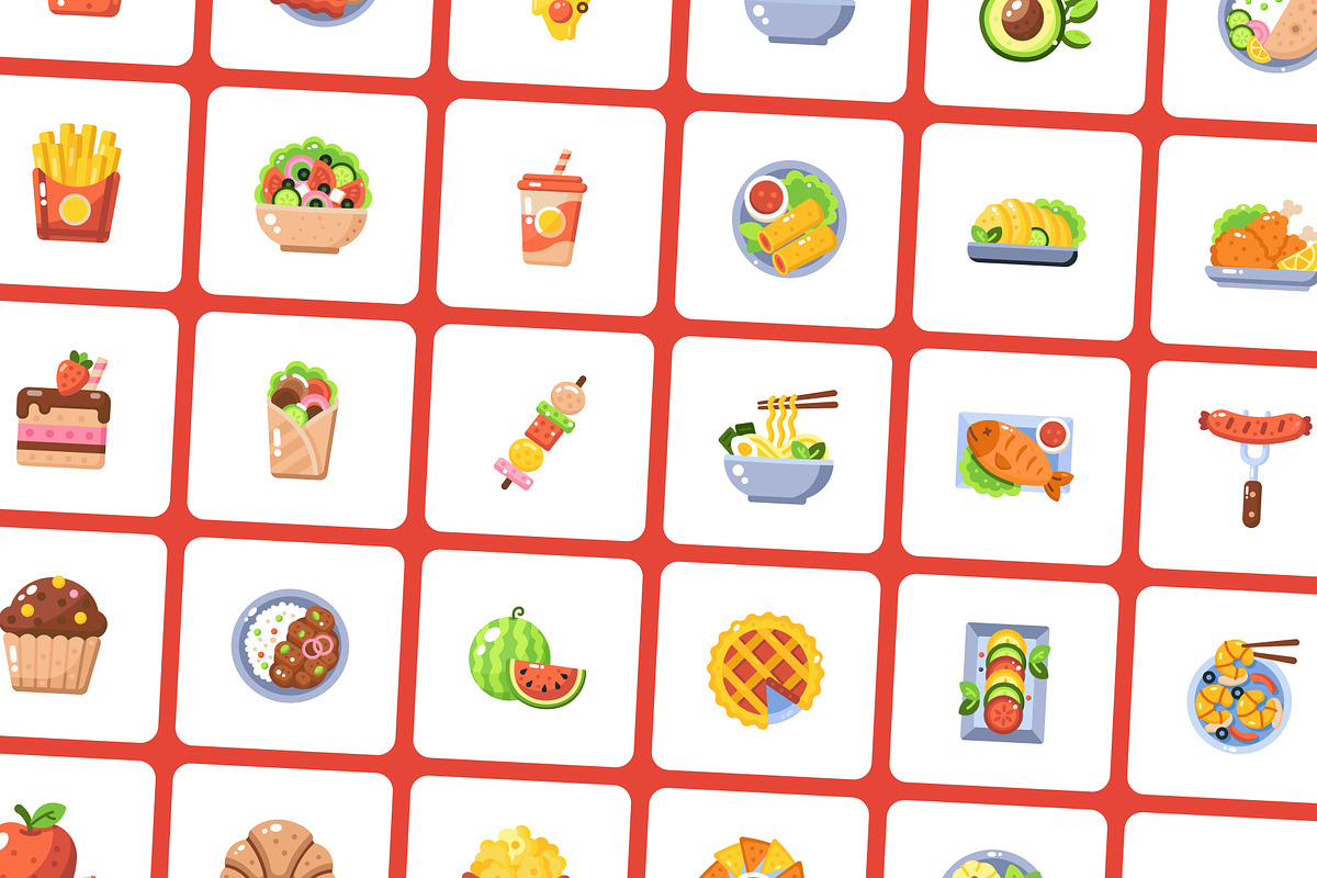 100 Food Flat Icons, an Emoji Icon by Prosymbols (Photo 8 of 11)