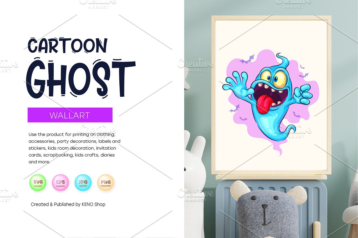 Cute cartoon ghost. Tshirt, PNG., a Person Illustration by KENO Mascots (Photo 5 of 9)