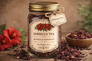 Vintage Hibiscus Tea Label