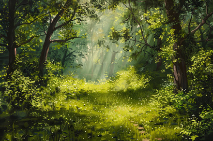 Morning sunlight gently pours throug, a Photo by Tanuart