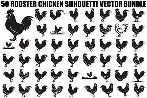 Rooster Chicken Silhouette Vector Bu, an Illustration by Designs_River